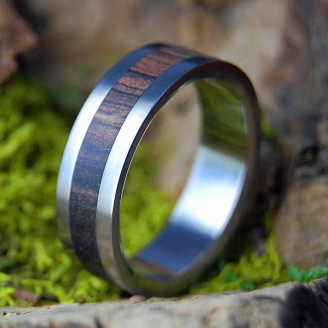 SUPER LOVE DARK| Men's Cocobolo Wood & Titanium Wedding Ring - Minter and Richter Designs