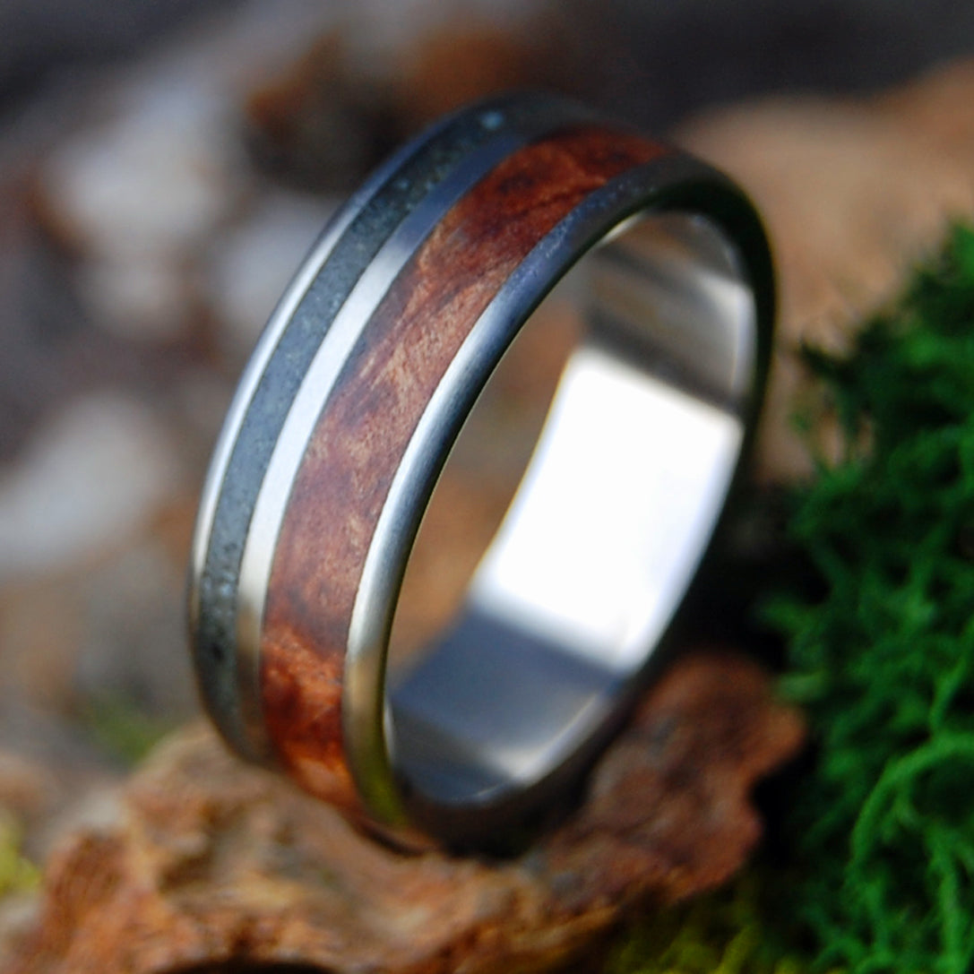 TAHOE AT DUSK NAKED | Men's California Redwood & Lake Tahoe Stones Titanium Wedding Ring