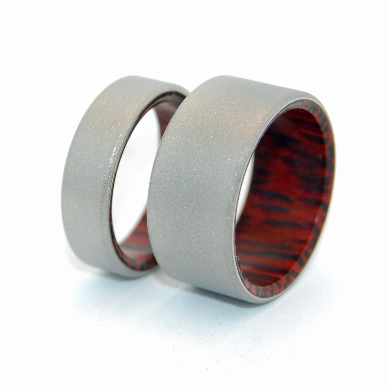Tales Of Eden | Red Palm Wood & Titanium - Unique Wedding Ring - Wedding Ring Set - Minter and Richter Designs