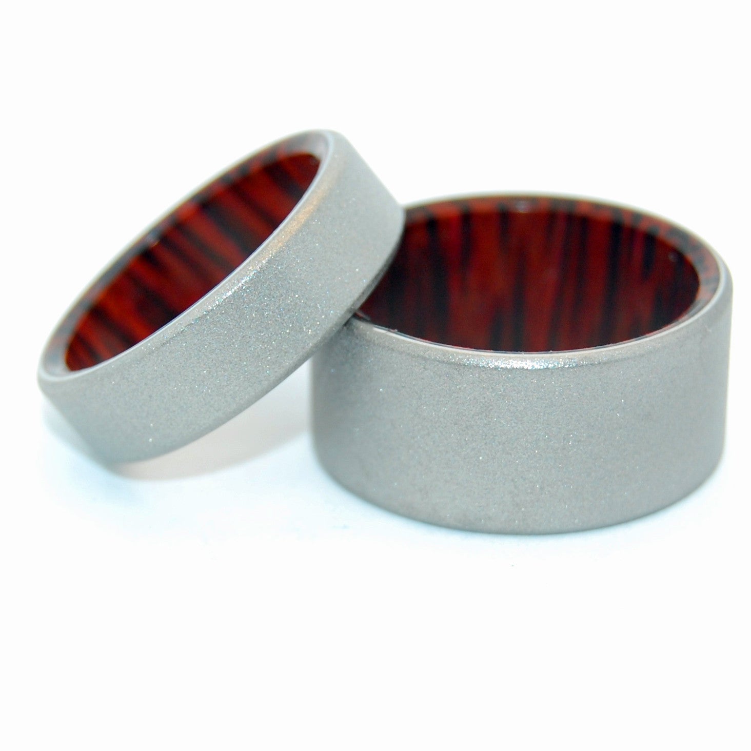 Tales Of Eden | Red Palm Wood & Titanium - Unique Wedding Ring - Wedding Ring Set - Minter and Richter Designs