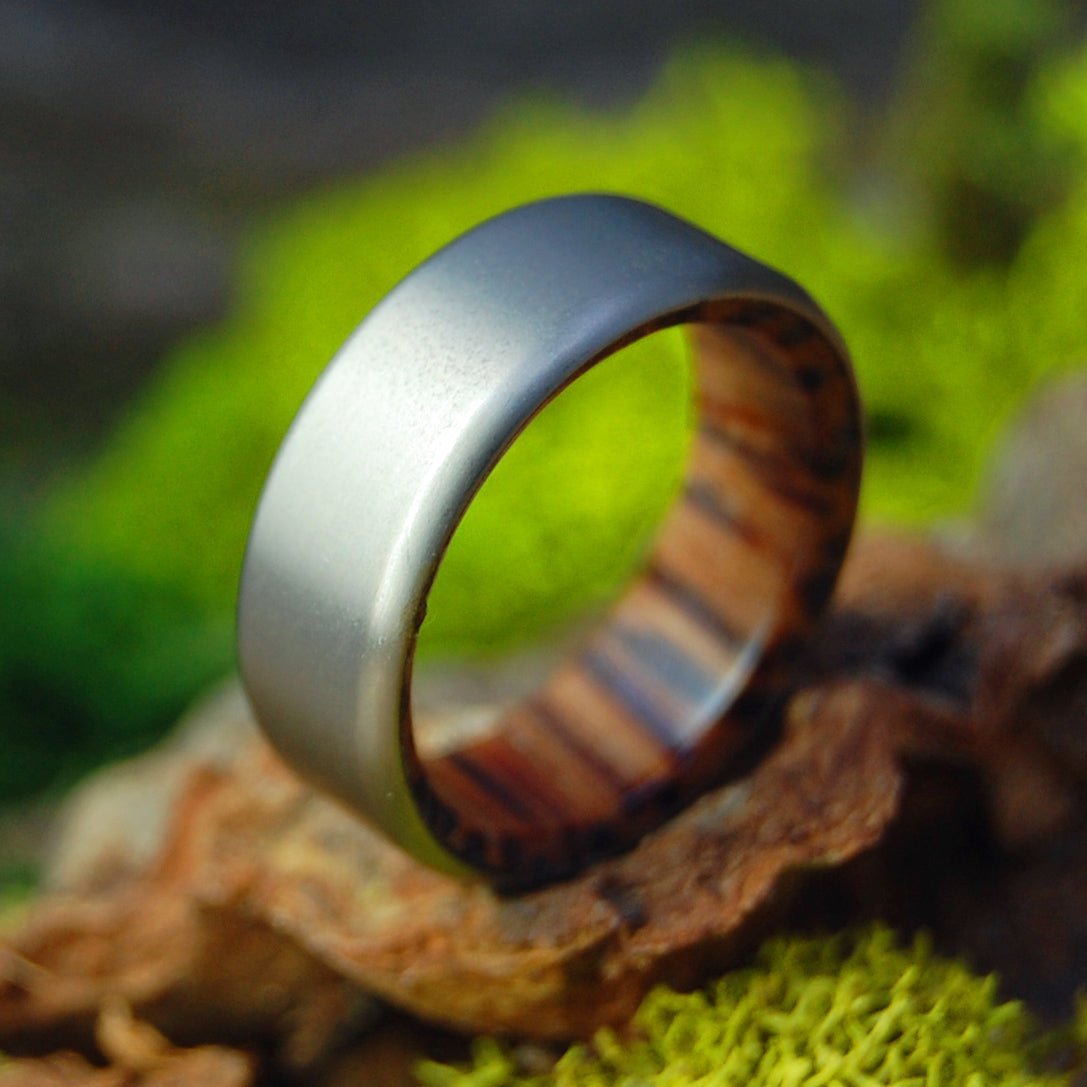 Tales of Eden | Size 6.25 At 6.4mm | Red Palm Wood | Unique Wedding Band | On Sale - Minter and Richter Designs