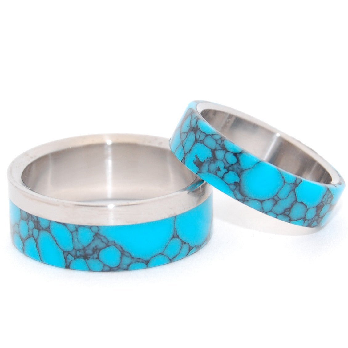 Tempest Looms | Turquoise & Titanium - Unique Wedding Ring Set - Minter and Richter Designs