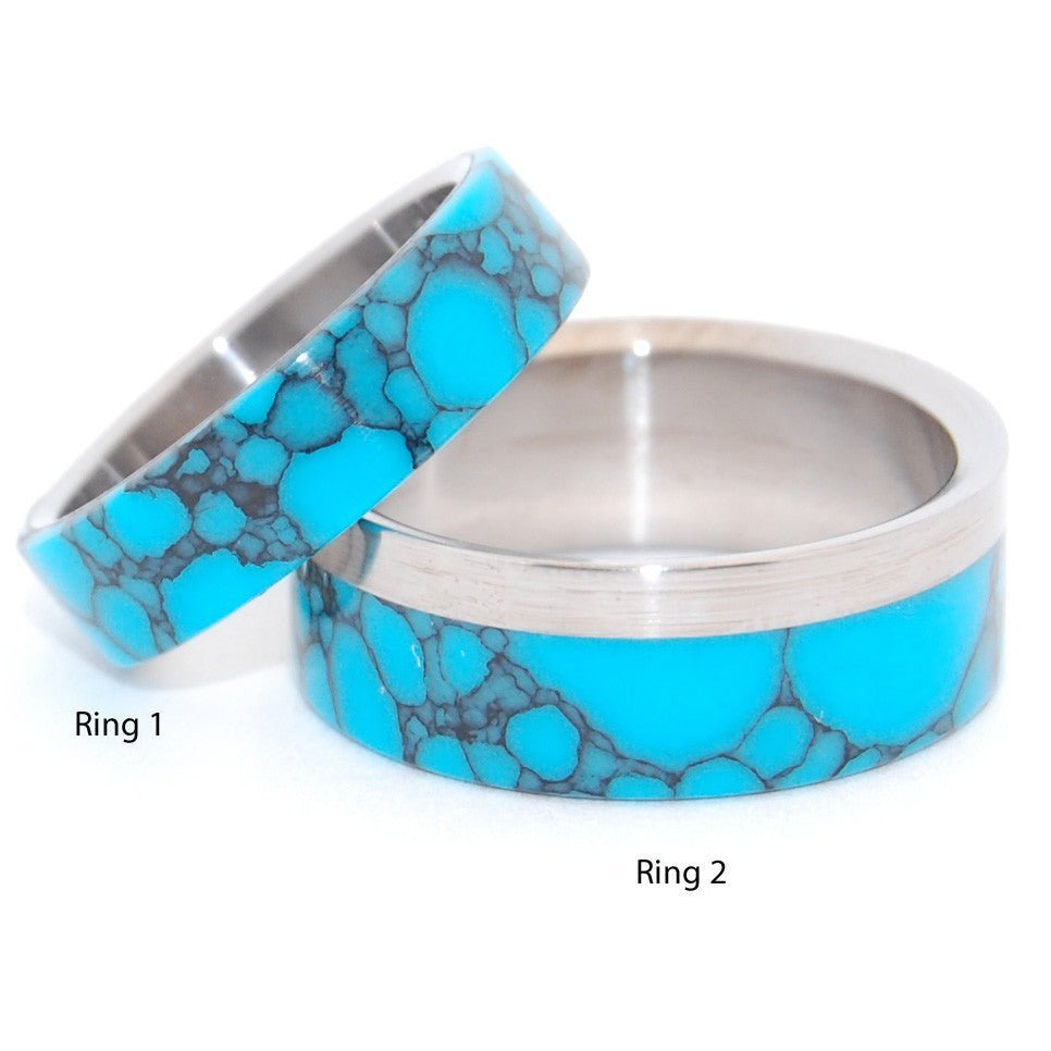 Tempest Looms | Turquoise & Titanium - Unique Wedding Ring Set - Minter and Richter Designs