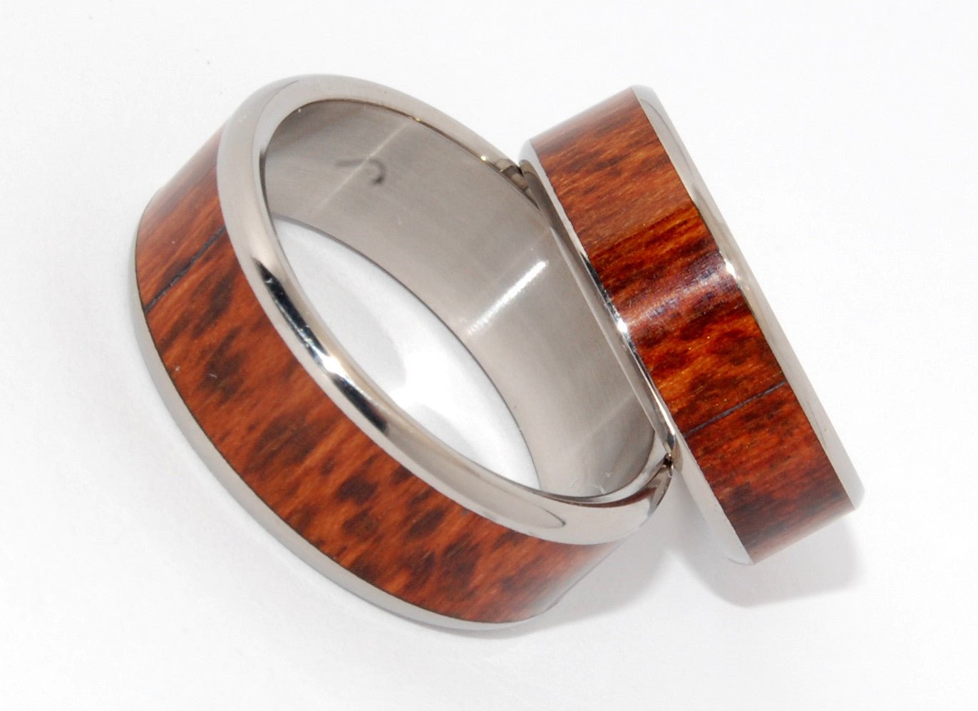 Tempted | Snake Wood & Titanium Wedding Ring - Wooden Wedding Ring Set - Minter and Richter Designs
