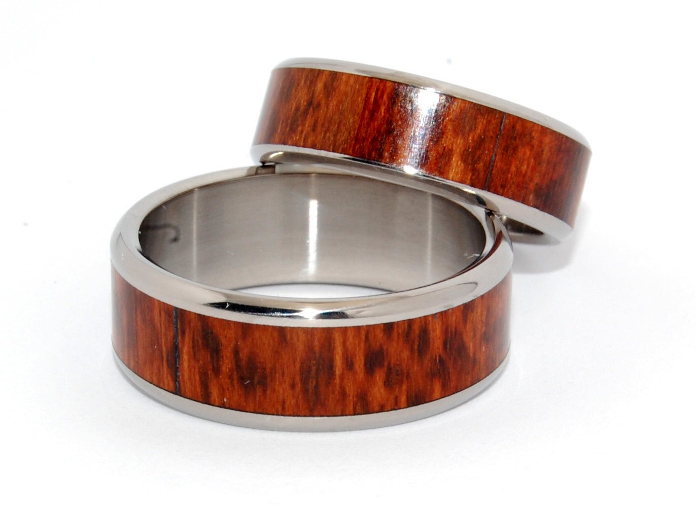 Tempted | Snake Wood & Titanium Wedding Ring - Wooden Wedding Ring Set - Minter and Richter Designs