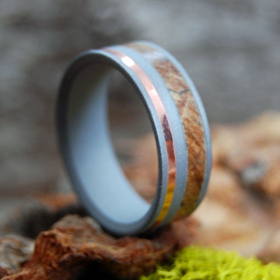 That Will Do! | Men's Spalted Maple, Copper & Titanium Wedding Ring - Minter and Richter Designs
