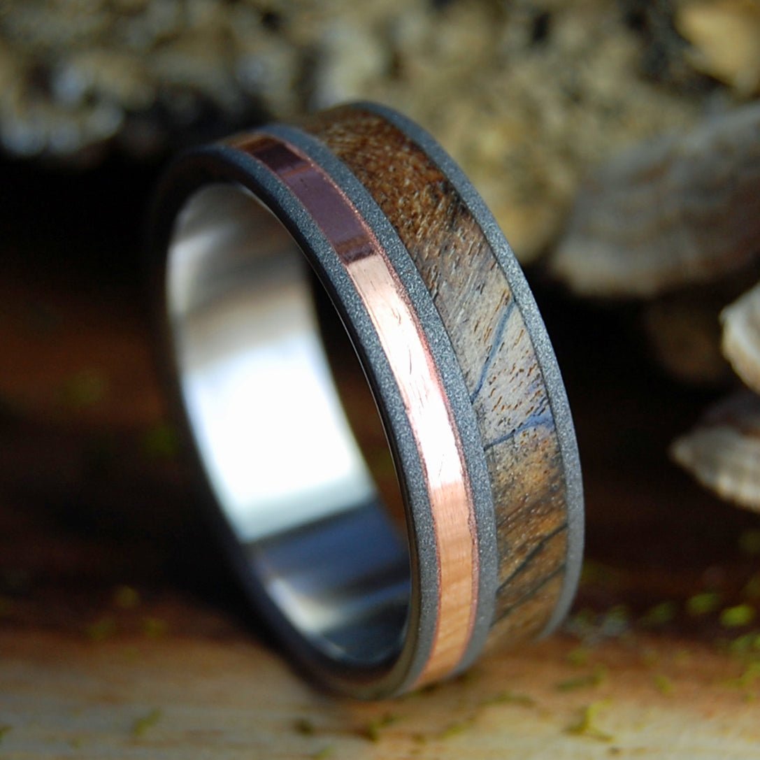 THAT WILL DO! | Men's Spalted Maple, Copper & Titanium Wedding Ring - Minter and Richter Designs