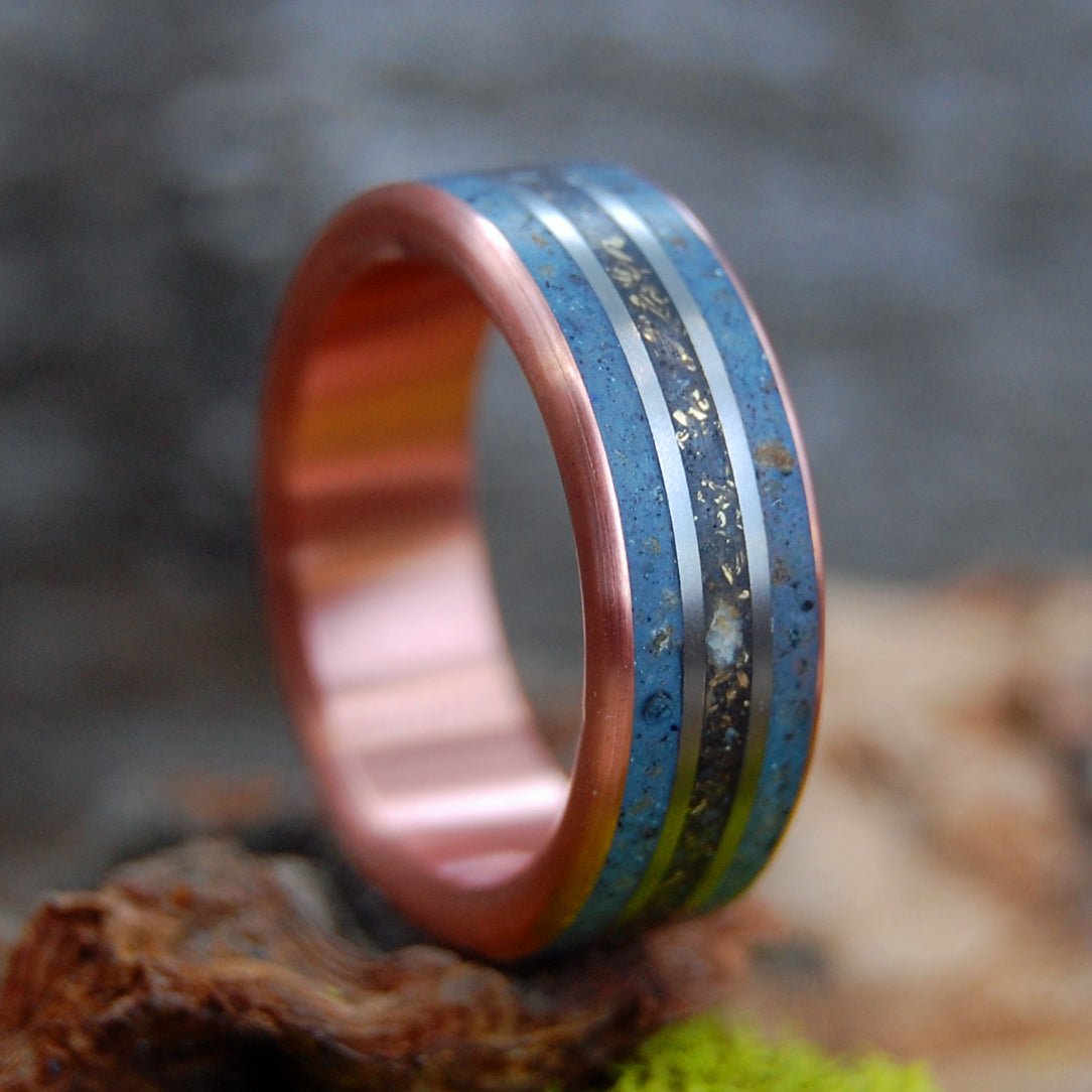 The British Are Coming In Copper! | Men's Copper, Bullet Fragments & Titanium Revolutionary War Memorial Wedding Ring - Minter and Richter Designs