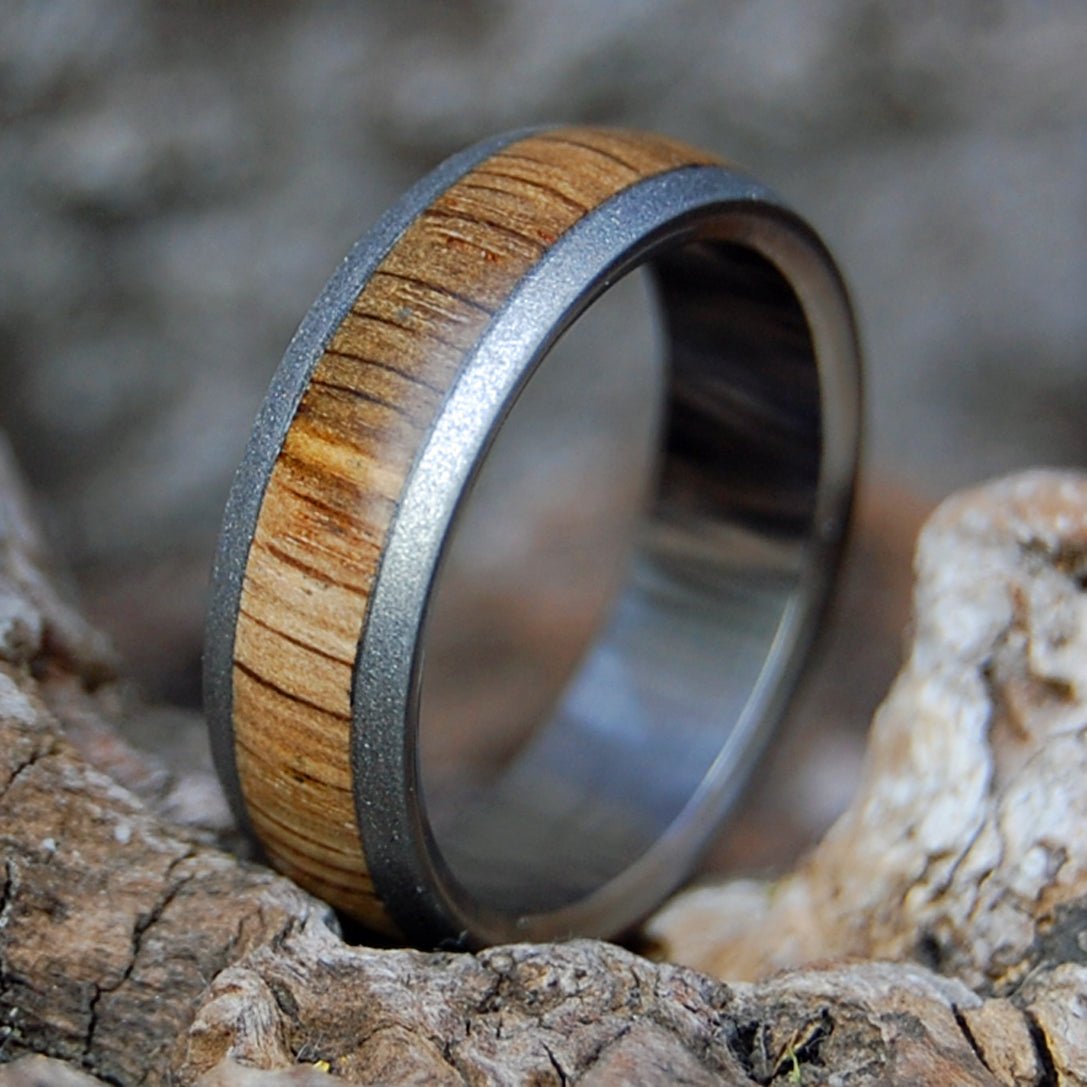 THE COMPTON OAK TREE, WILLIAMSBURG, VA | Men's Compton Oak & Titanium Domed Wedding Ring - Minter and Richter Designs