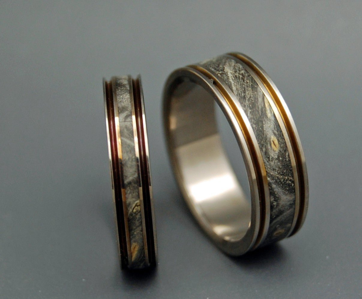 The Door In Front Of You | California Buckeye Wood & Titanium - Wedding Ring Sets - Unique Wedding Ring - Minter and Richter Designs