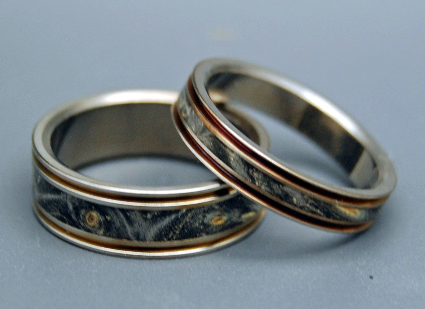 The Door In Front Of You | California Buckeye Wood & Titanium - Wedding Ring Sets - Unique Wedding Ring - Minter and Richter Designs