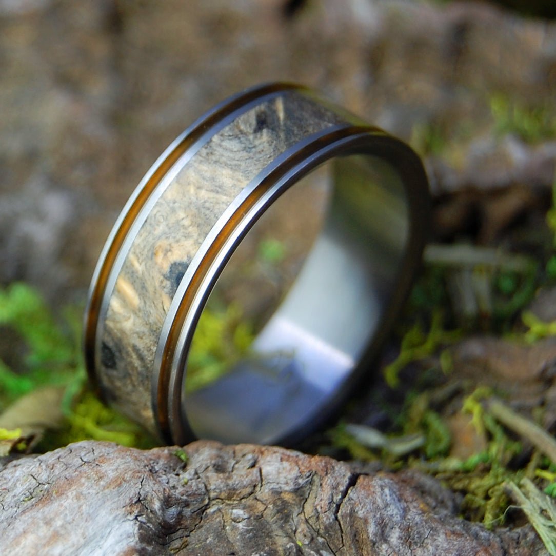 The Door In Front Of You | Men's California Buckeye Wood & Titanium Wedding Ring - Minter and Richter Designs