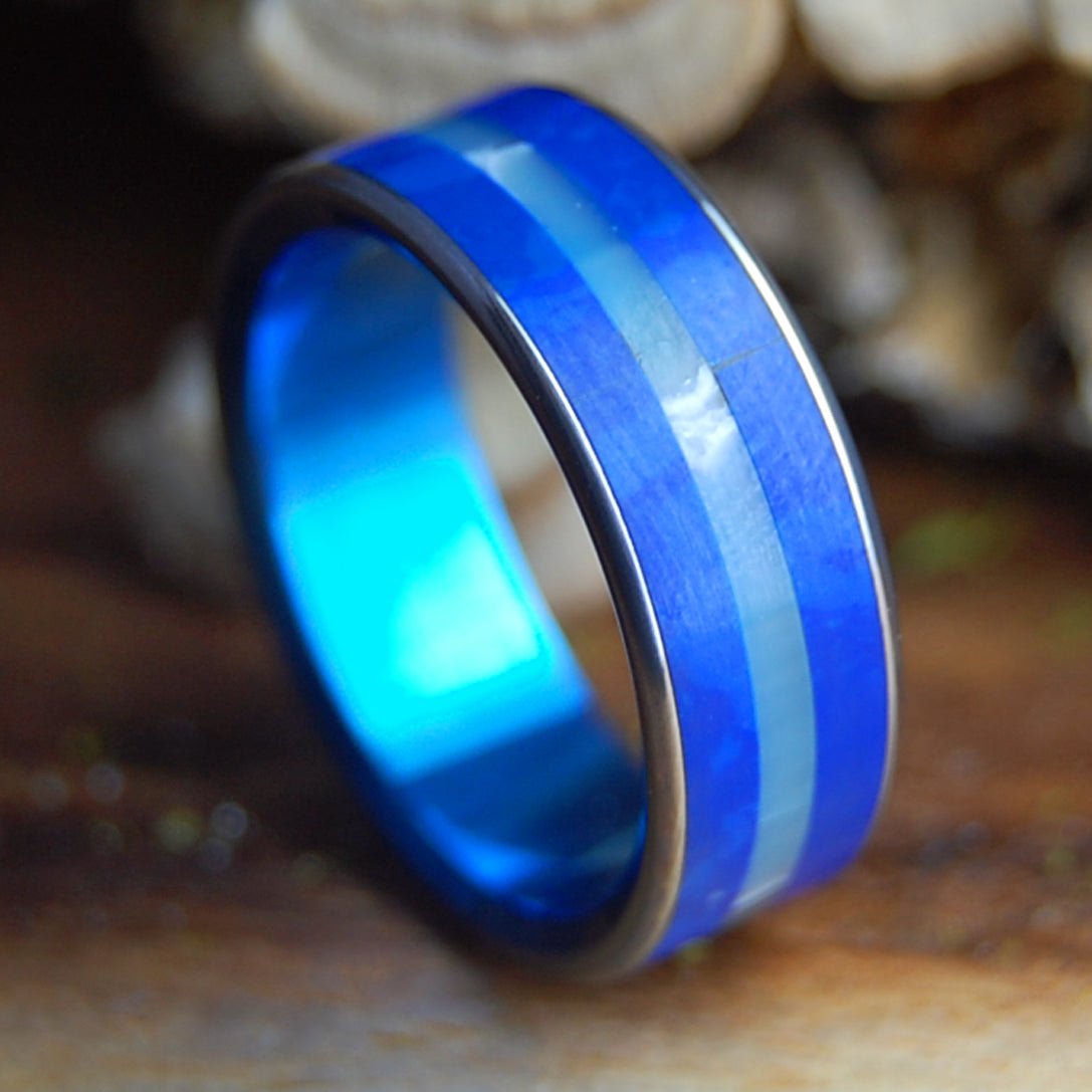 THE DOREEN | Larimar & Sodalite - Titanium Wedding Ring - Minter and Richter Designs