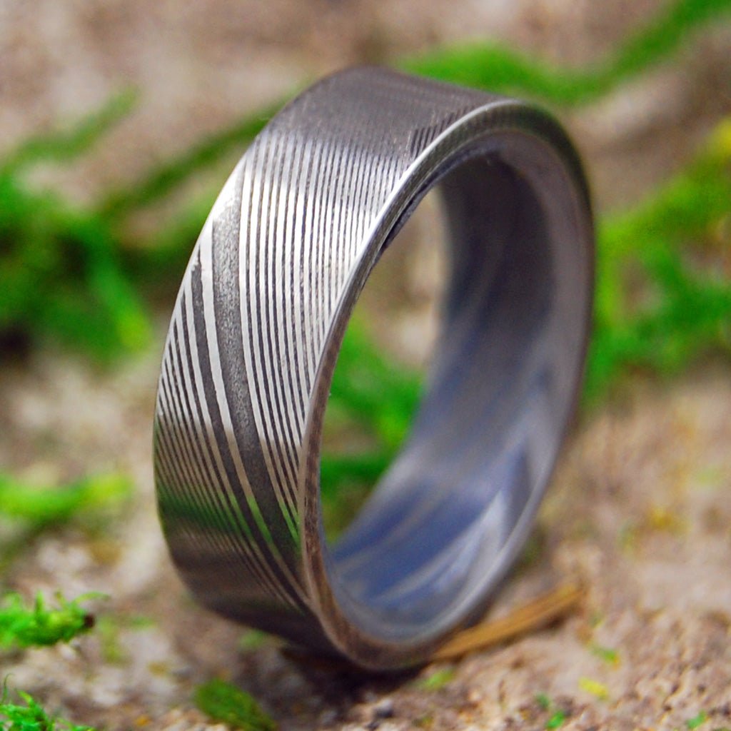 The Guardian | Men's Damasteel Damascus Steel & Titanium Wedding Ring - Minter and Richter Designs