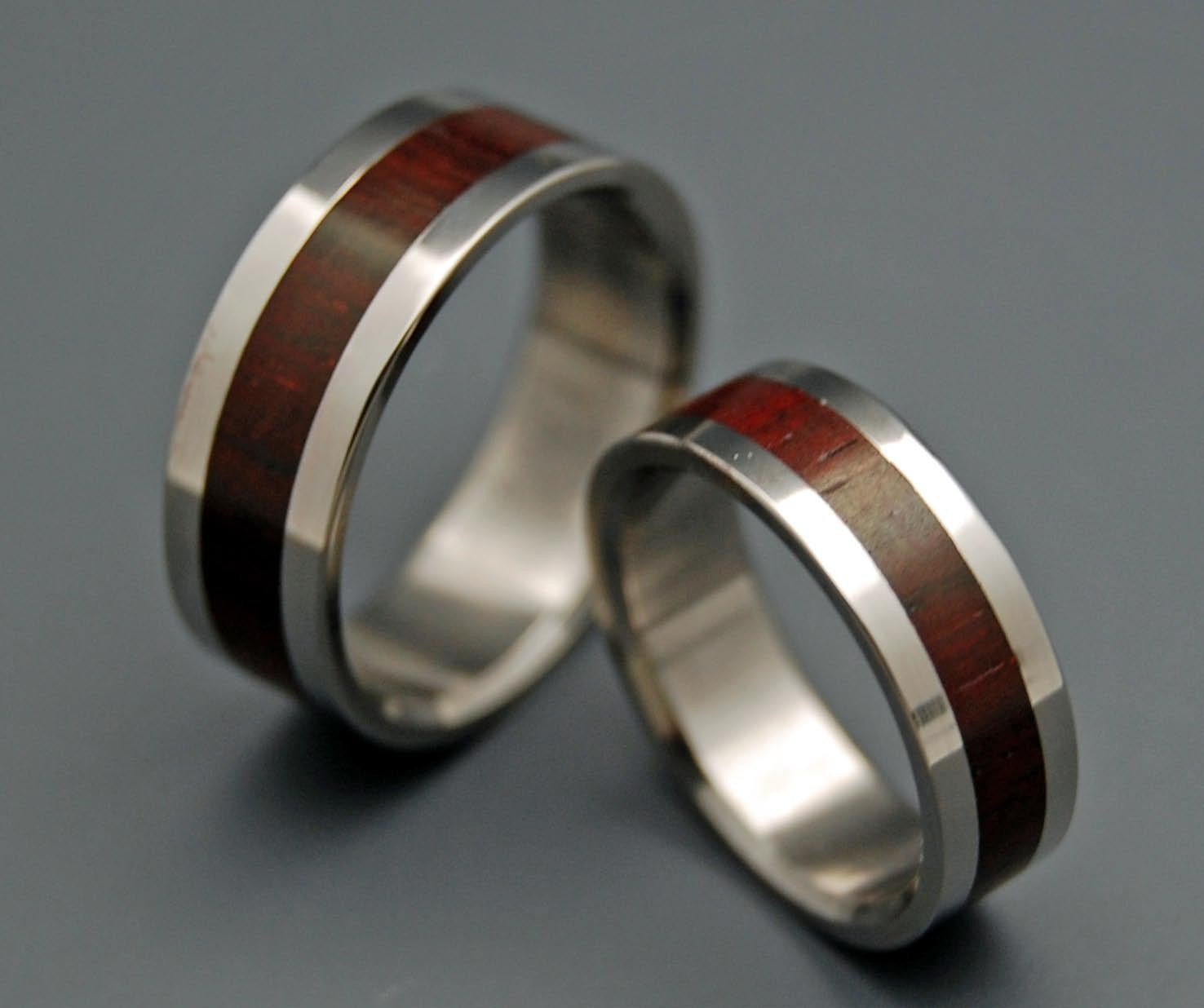 The Heart Has Its Reasons | Rosewood &titanium Wedding Ring Set - Wooden Wedding Ring - Minter and Richter Designs