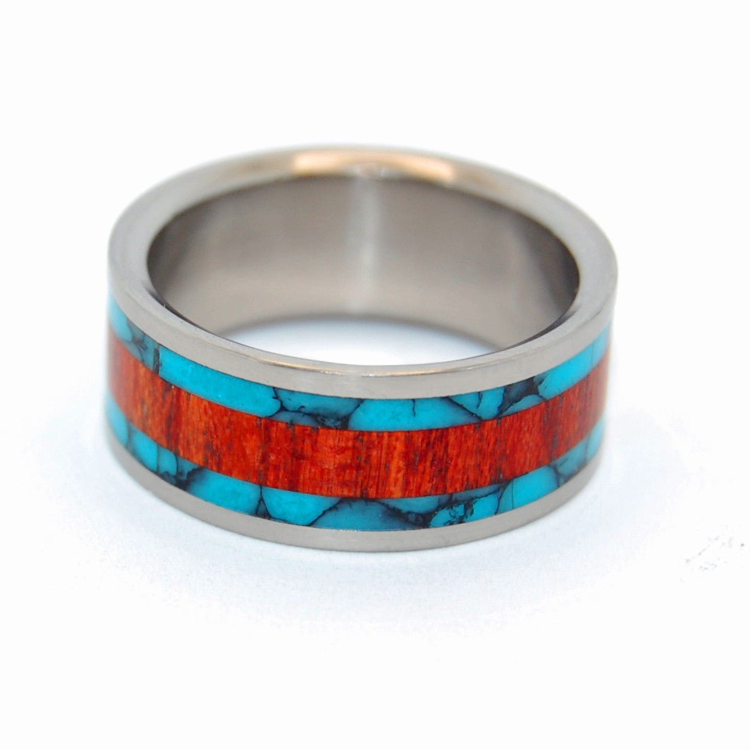 The Ring That Jack Built | Men's Turquoise, Bloodwood & Titanium Wedding Ring - Minter and Richter Designs