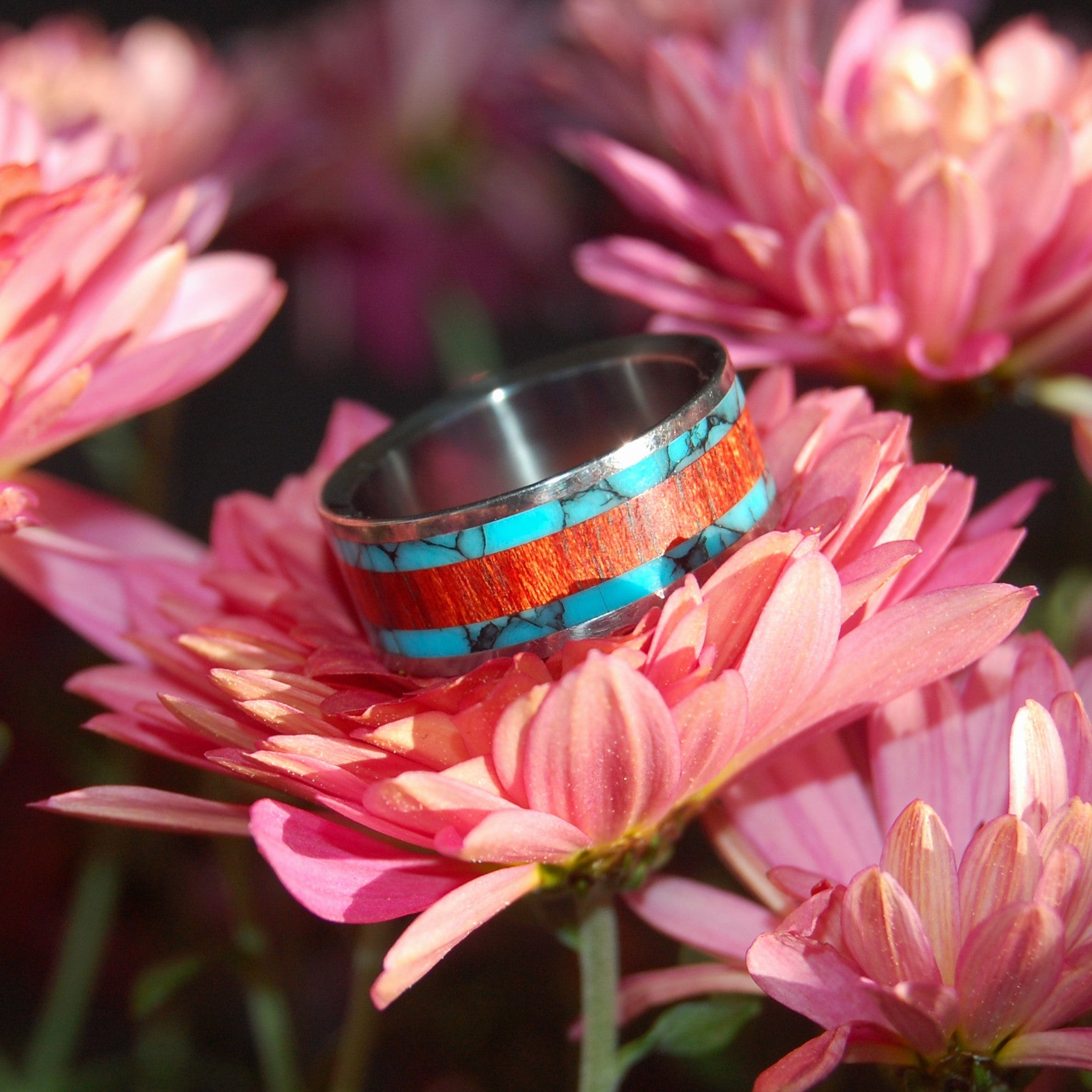The Ring That Jack Built | Men's Turquoise, Bloodwood & Titanium Wedding Ring - Minter and Richter Designs