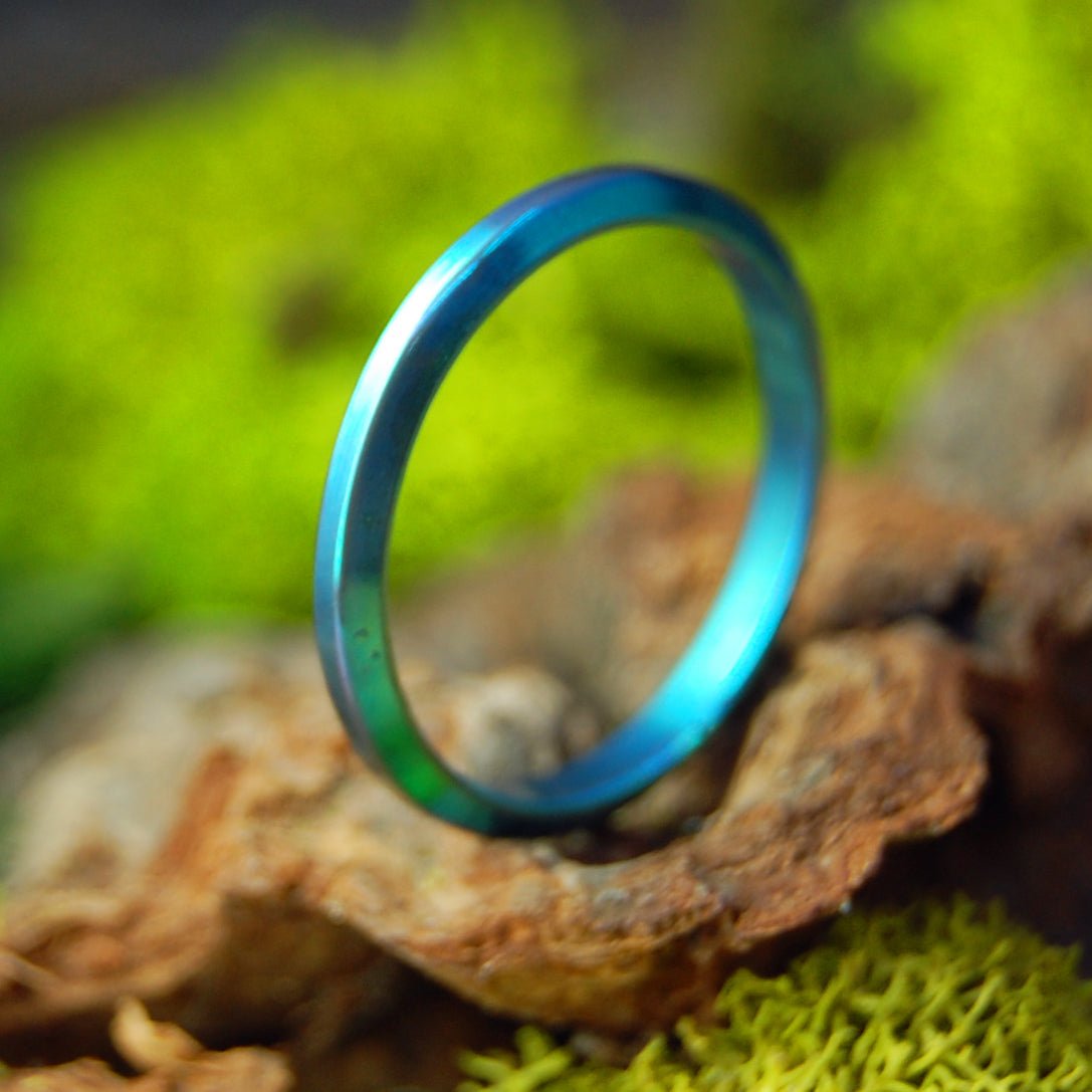 The Thin Line Green | Size 6.75 At 2.4mm | Titanium Wedding Ring | On Sale - Minter and Richter Designs