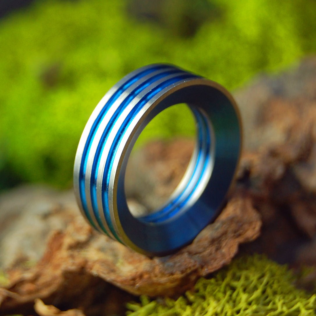 Thick Blue | Size 3 At 6mm | Titanium Wedding Ring | On Sale - Minter and Richter Designs