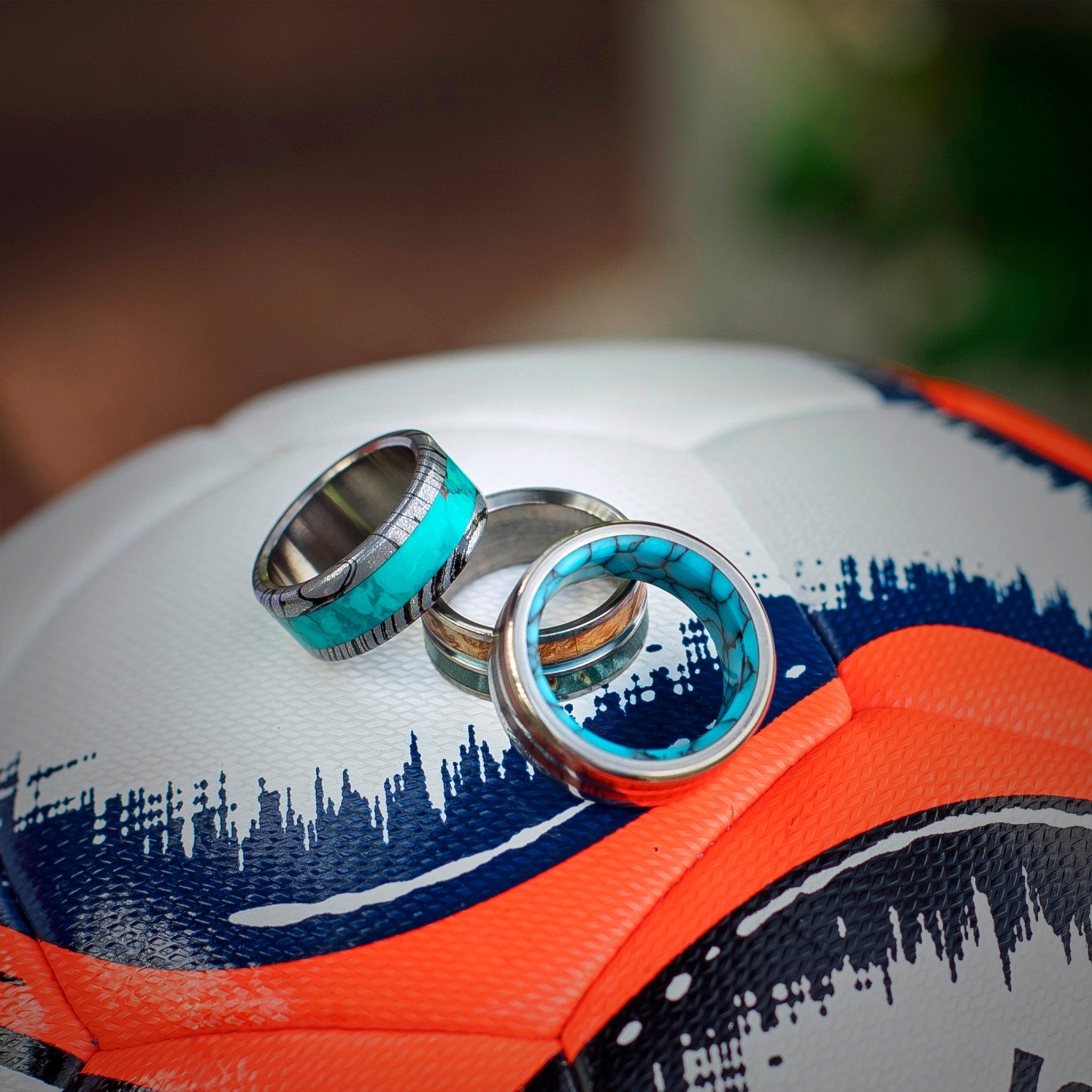 Thor Greek God | Men's Chrysocolla Stone & Titanium Wedding Ring - Minter and Richter Designs