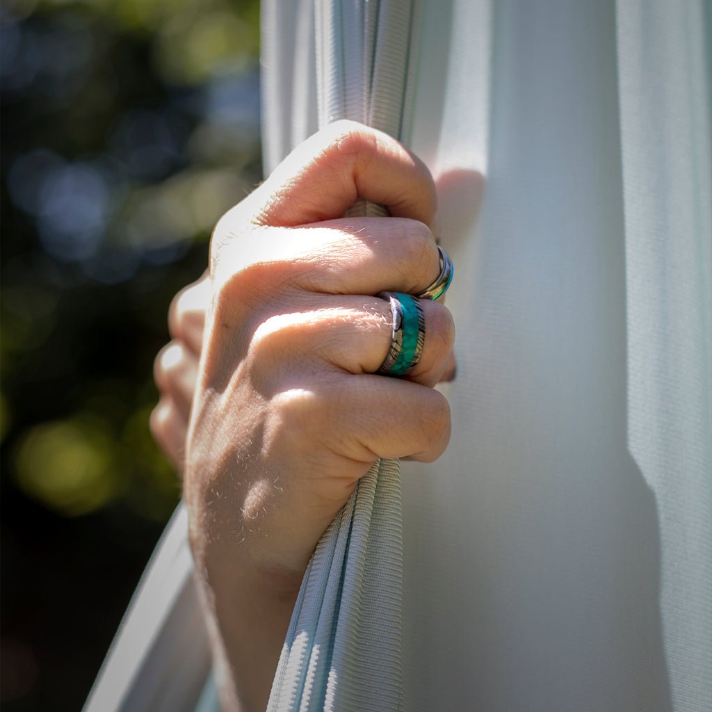 Thor Greek God | Men's Chrysocolla Stone & Titanium Wedding Ring - Minter and Richter Designs