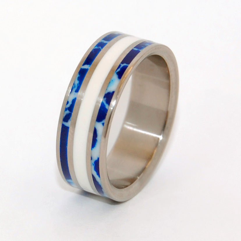 To Me! | Men's Cobalt Stone, White Marble & Titanium Wedding Ring - Minter and Richter Designs