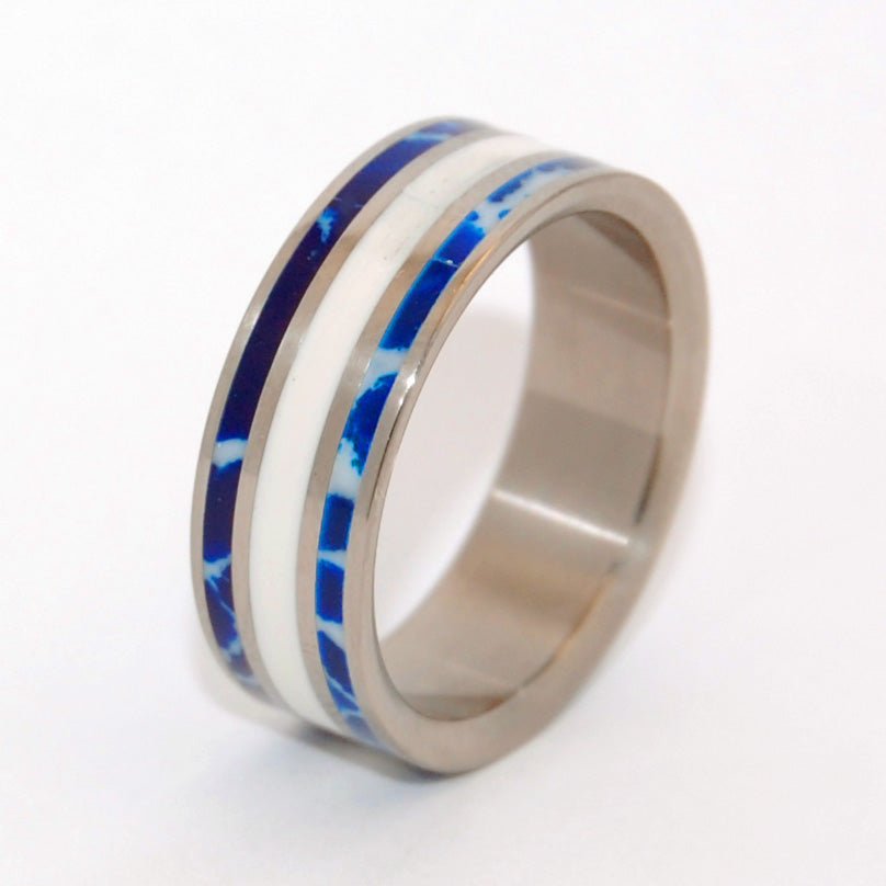 To Me! | Men's Cobalt Stone, White Marble & Titanium Wedding Ring - Minter and Richter Designs