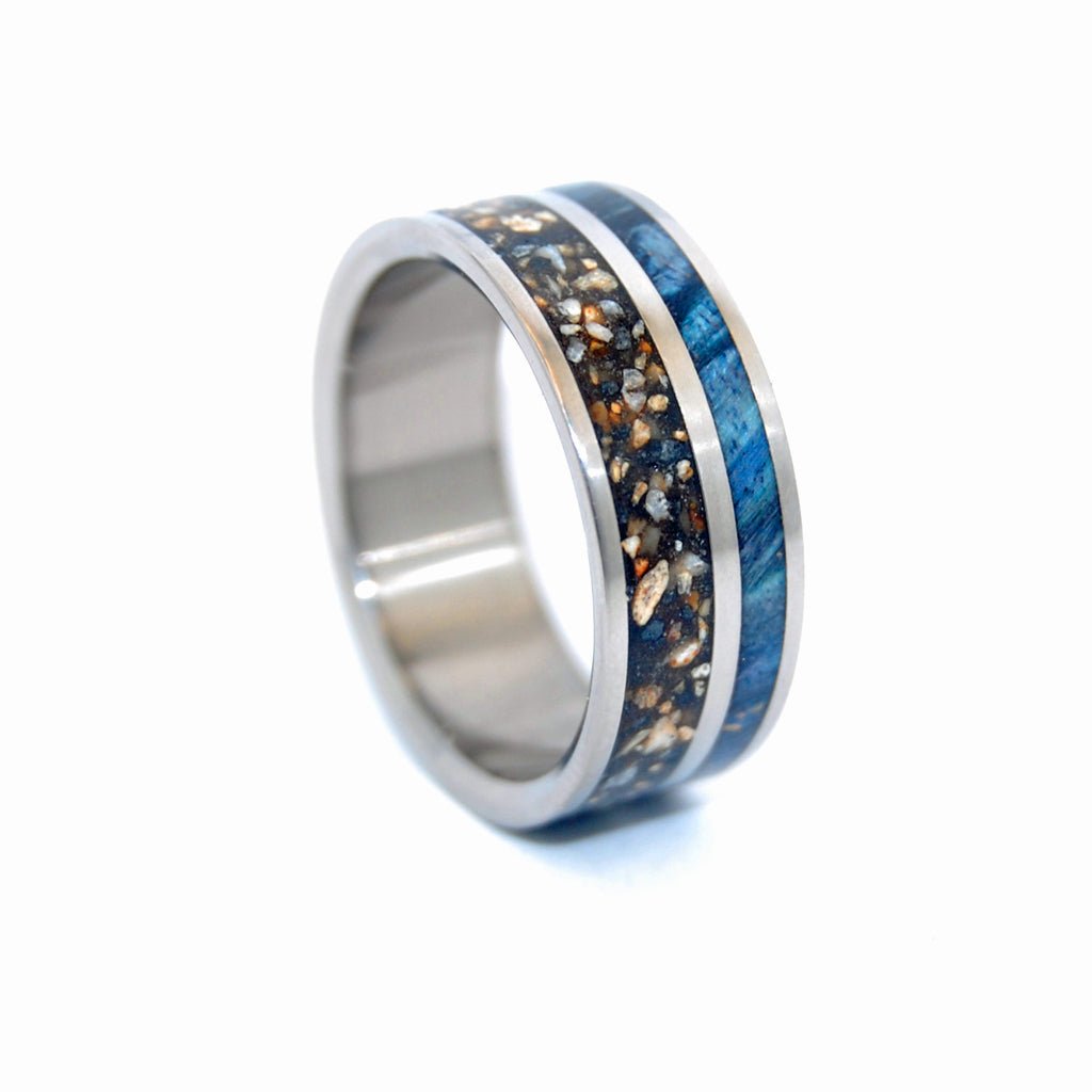 To Rise Above The Dark | Men's Heavy Aggregate Concrete & Titanium Wedding Ring - Minter and Richter Designs
