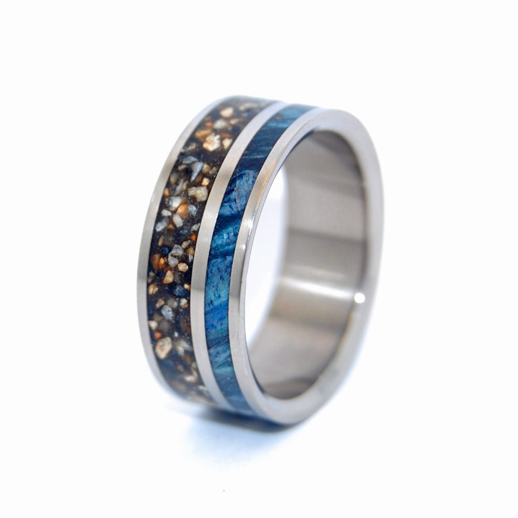 To Rise Above The Dark | Men's Heavy Aggregate Concrete & Titanium Wedding Ring - Minter and Richter Designs