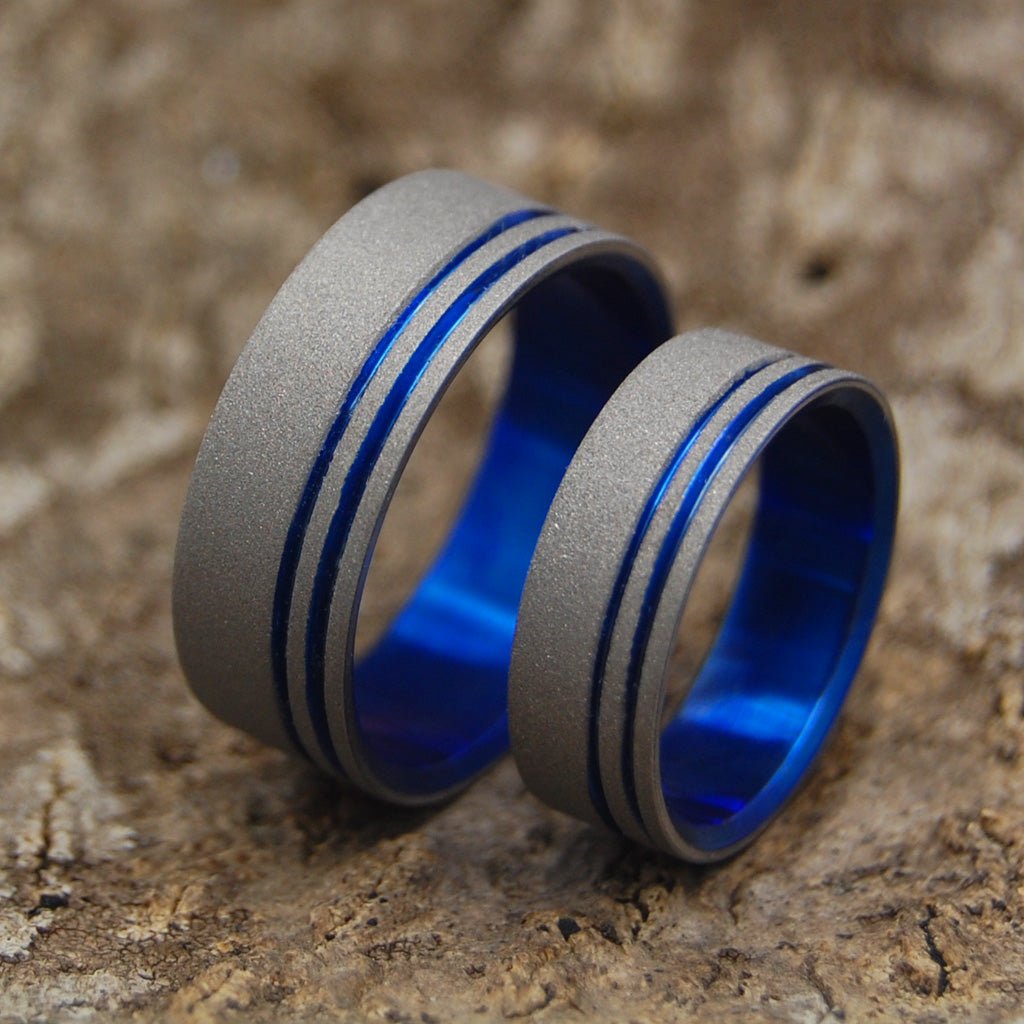 To The Future Ii | Blue Titanium - Unique Wedding Ring - Wedding Ring Set - Minter and Richter Designs