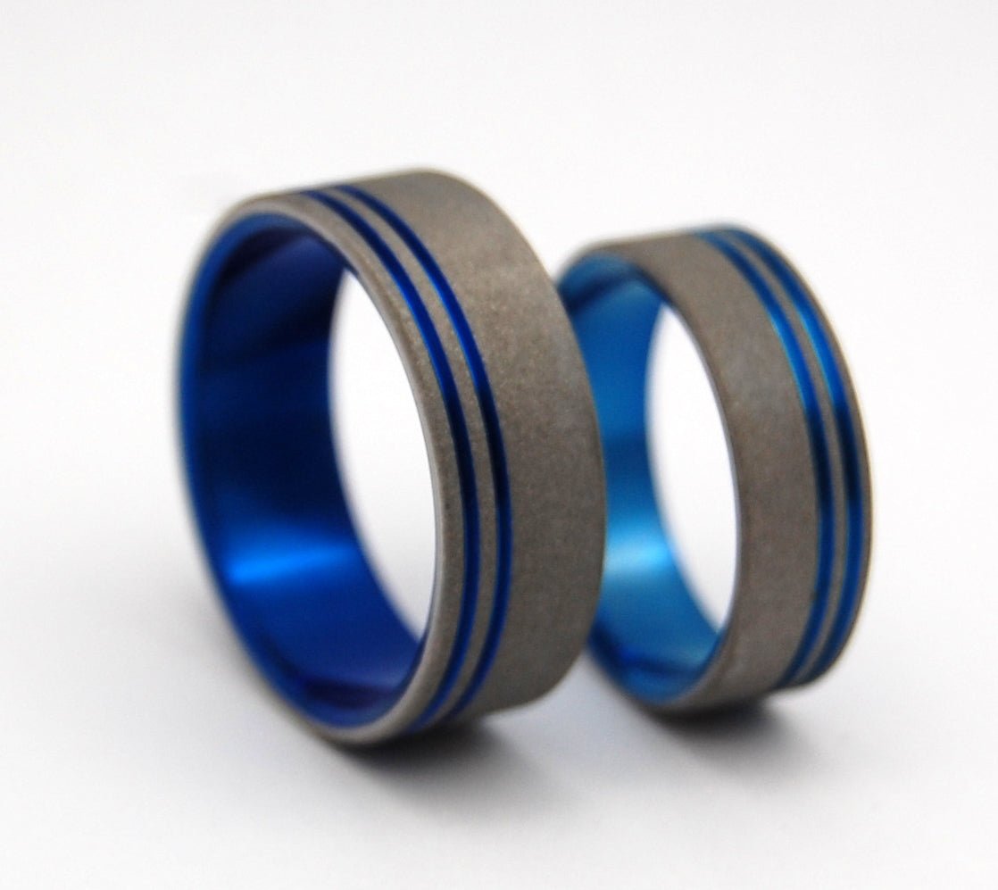 To The Future Ii | Blue Titanium - Unique Wedding Ring - Wedding Ring Set - Minter and Richter Designs