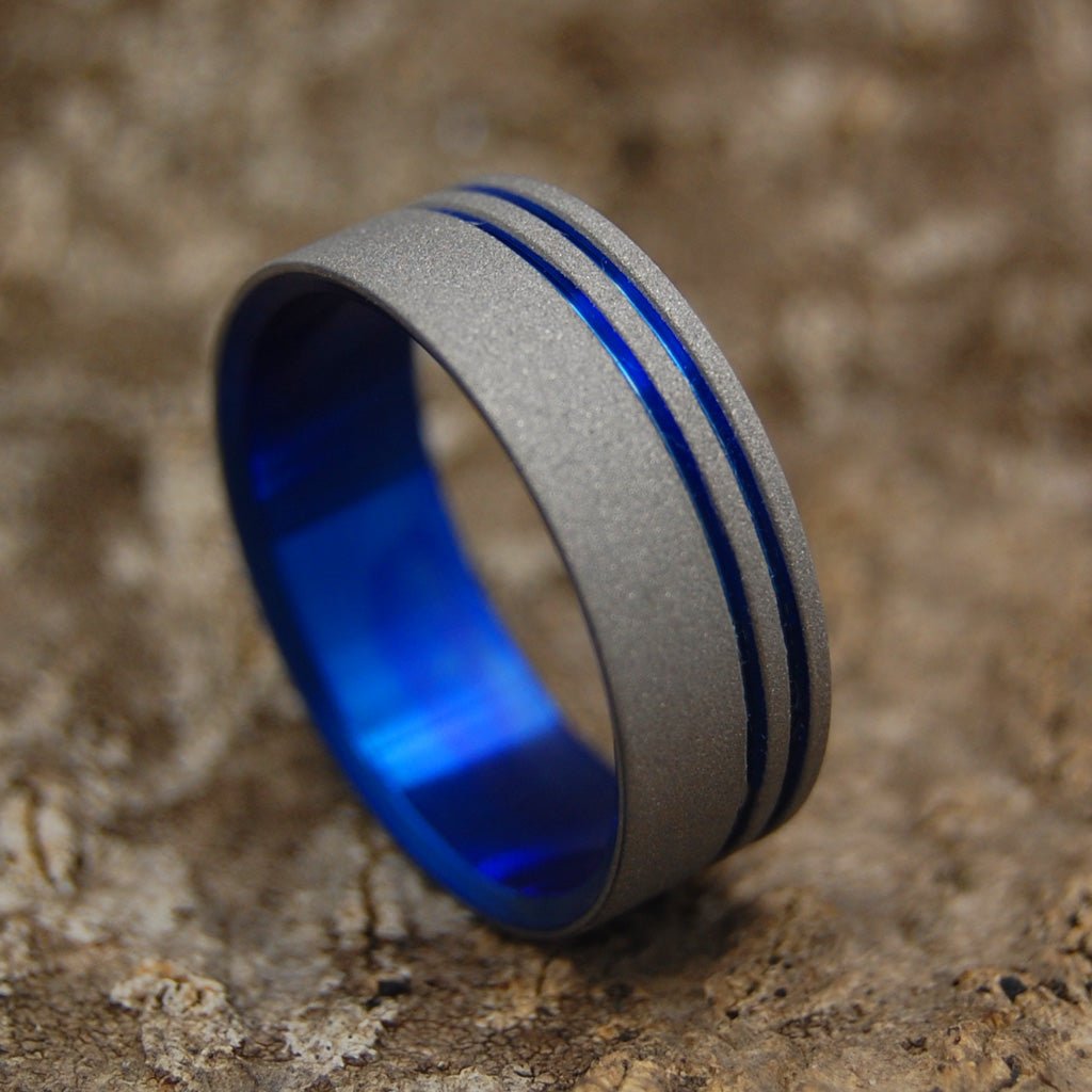 To The Future Ii | Men's Titanium & Blue Wedding Ring - Minter and Richter Designs