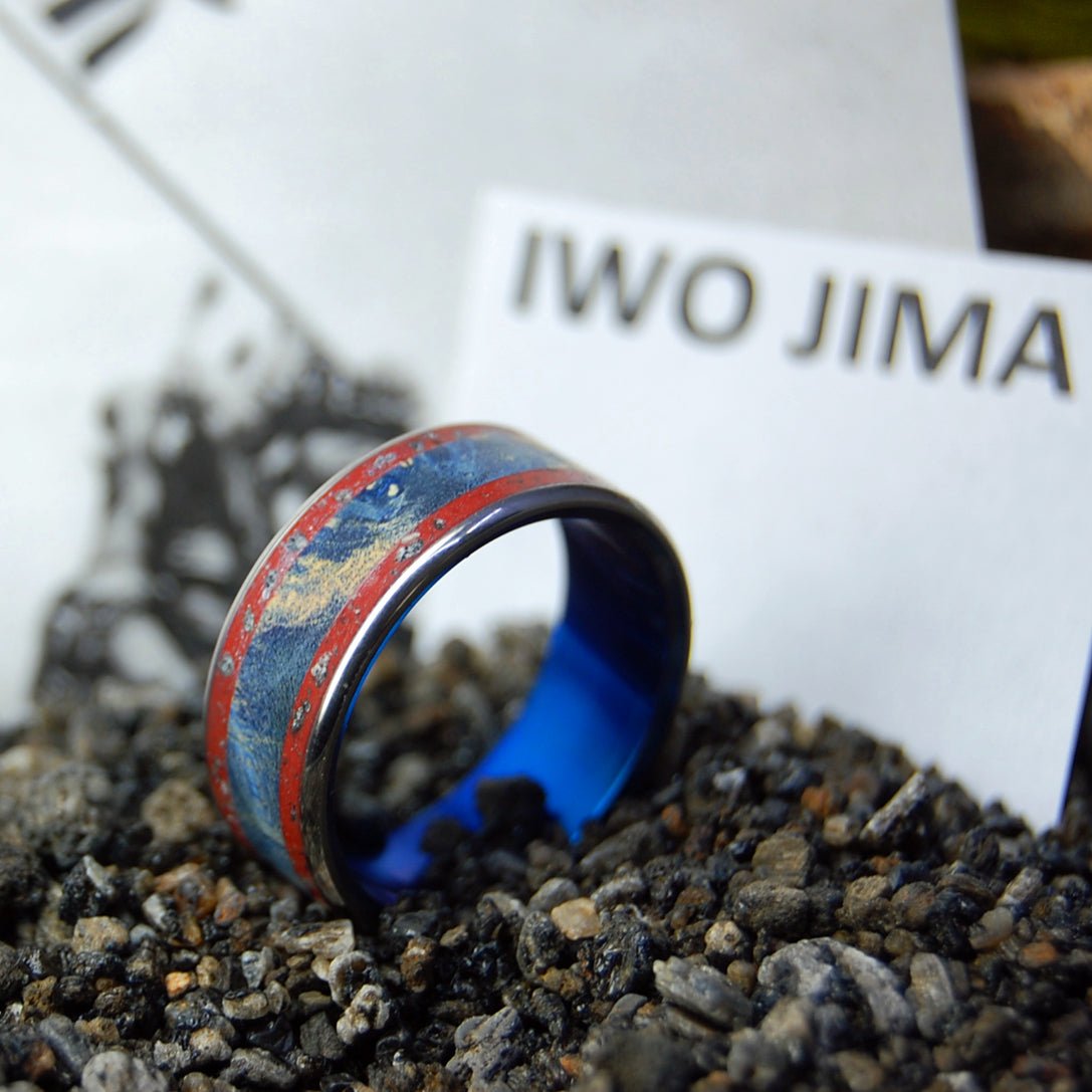 To The Real Heroes in Blue | Men's Crimson Sand & Titanium Military Wedding Ring - Minter and Richter Designs