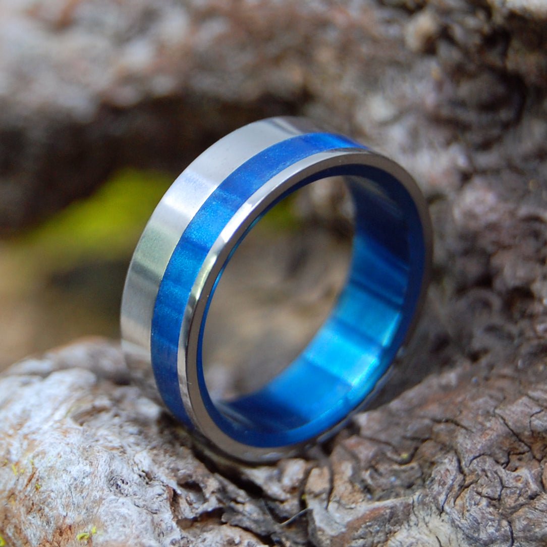 To The Winds Resign | Size 7.25 At 6.4mm | Sapphire Resin| Unique Wedding Ring | On Sale - Minter and Richter Designs