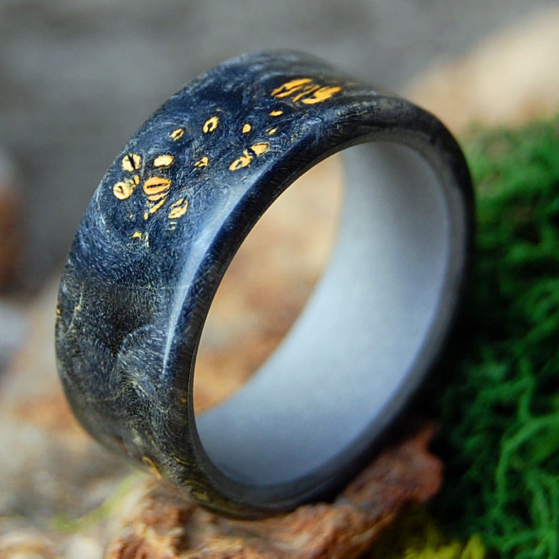 TRUE TO ME SANDBLASTED | Men's Black Box Elder Wood & Titanium Wedding Ring - Minter and Richter Designs