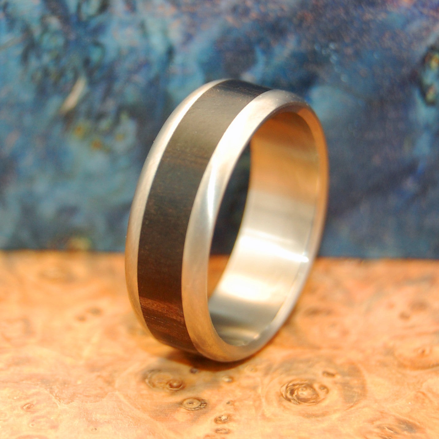 Tunde | Men's African Ebony Wood & Titanium Wedding Ring - Minter and Richter Designs