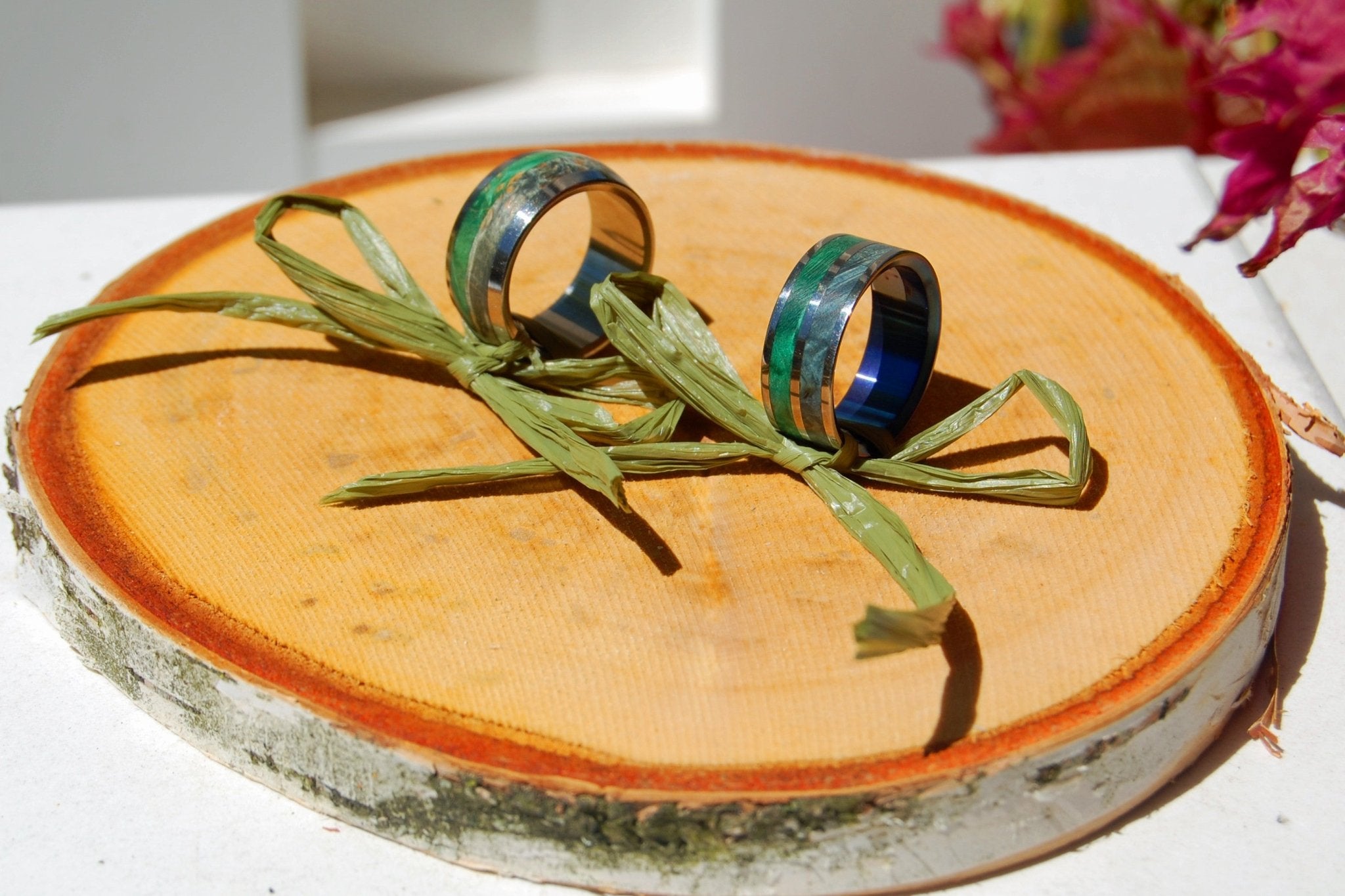 Two Ring Birch Wood Ring Bearer Pillow / Display - Minter and Richter Designs