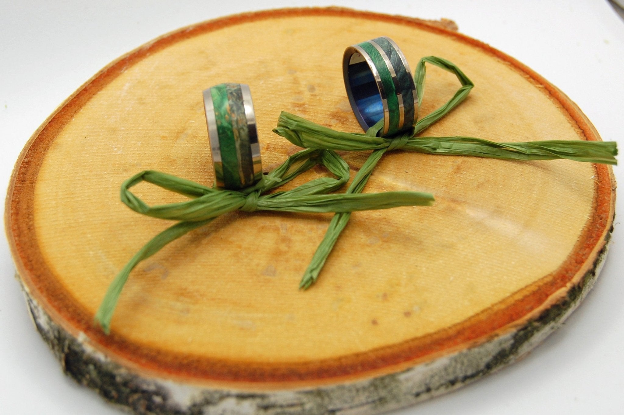 Two Ring Birch Wood Ring Bearer Pillow / Display - Minter and Richter Designs