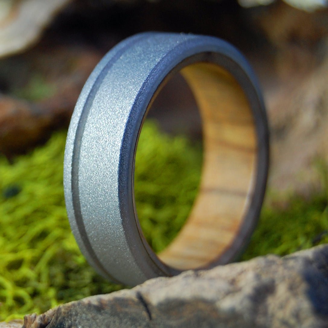 Unfettered Olive | Men's Olive Wood & Titanium Wedding Ring - Minter and Richter Designs