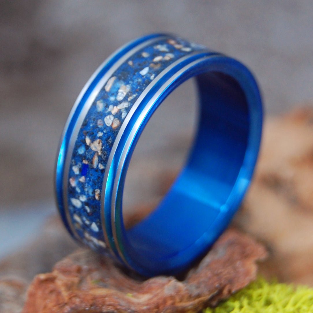 Up Top & Down Under | Men's Australian Sand, Icelandic Sand & Titanium Wedding Ring - Minter and Richter Designs