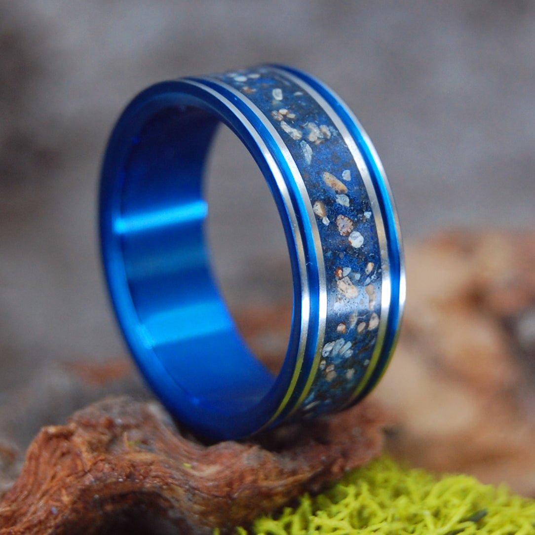 Up Top & Down Under | Men's Australian Sand, Icelandic Sand & Titanium Wedding Ring - Minter and Richter Designs