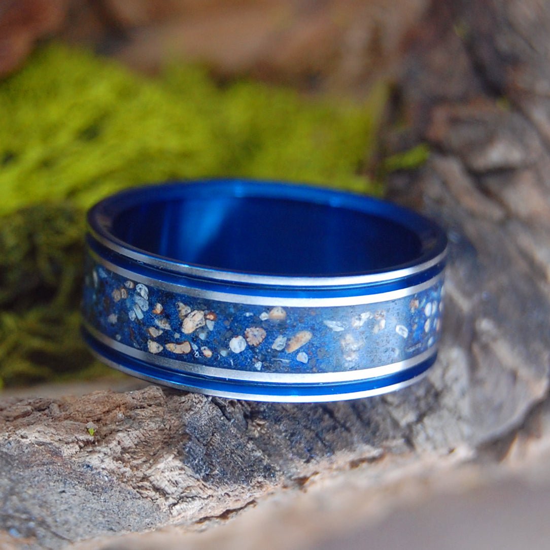 Up Top & Down Under | Men's Australian Sand, Icelandic Sand & Titanium Wedding Ring - Minter and Richter Designs