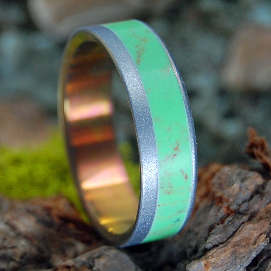 Valley Sunset | Men's / Women's Gaspeite Stone & Titanium Wedding Ring - Minter and Richter Designs