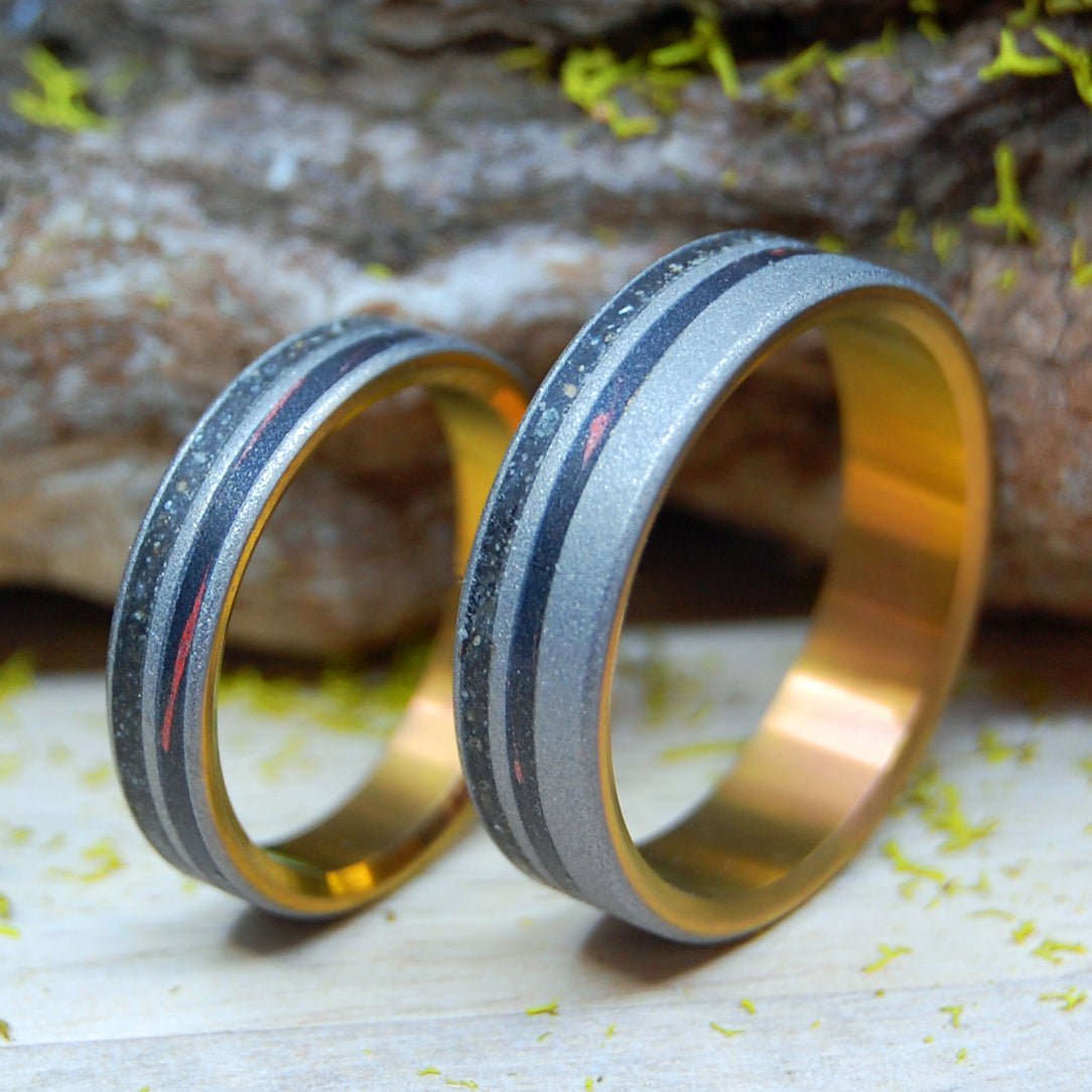 Venice Beach At Sunset | Venice Beach Sand & Bronzey Pink Mokume - Unique Wedding Ring Ring - Minter and Richter Designs