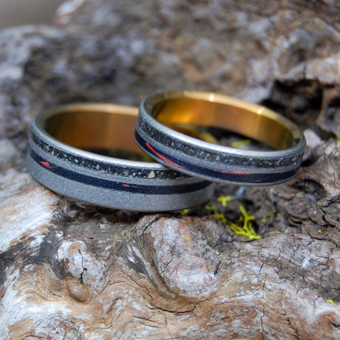 Venice Beach At Sunset | Venice Beach Sand & Bronzey Pink Mokume - Unique Wedding Ring Ring - Minter and Richter Designs