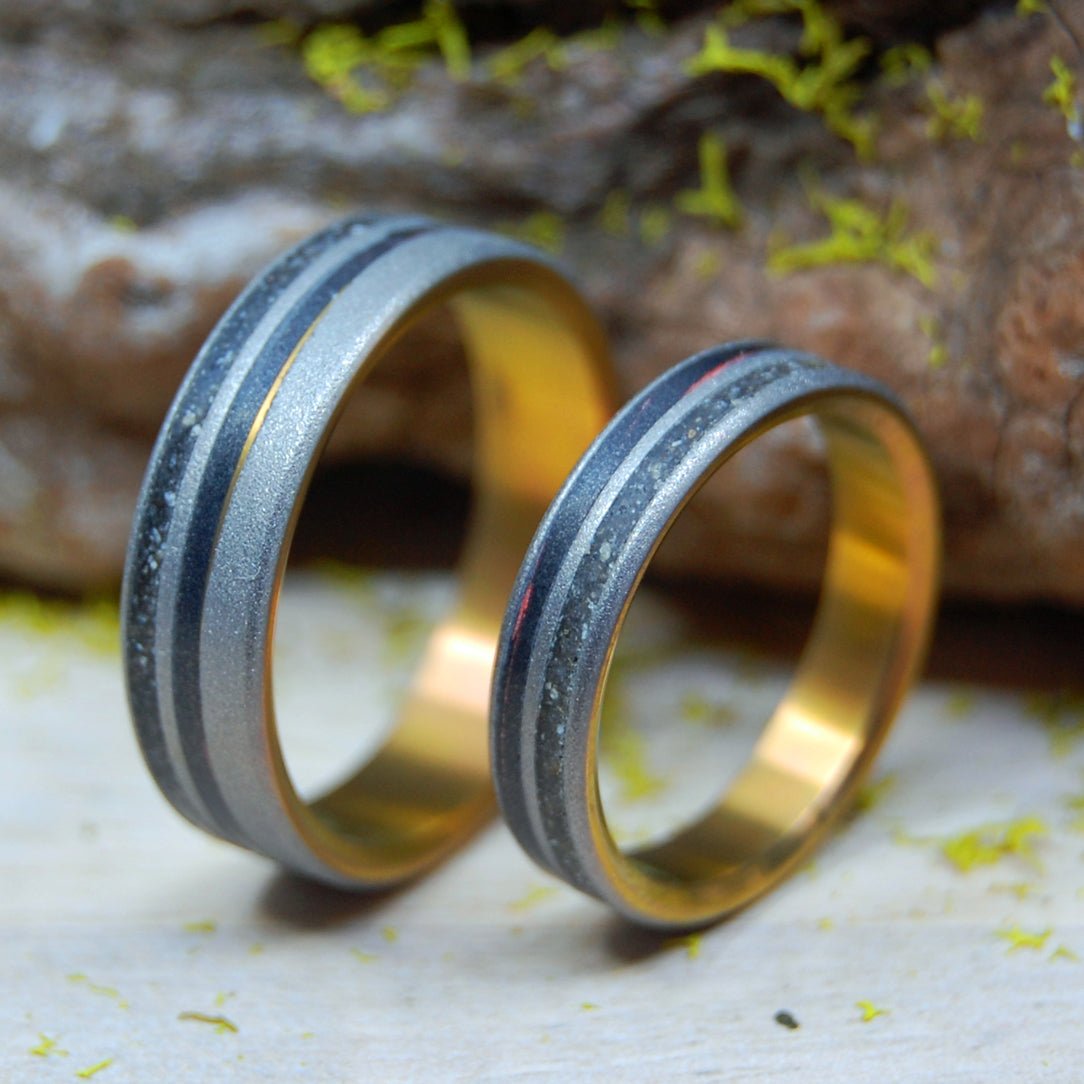 Venice Beach At Sunset | Venice Beach Sand & Bronzey Pink Mokume - Unique Wedding Ring Ring - Minter and Richter Designs