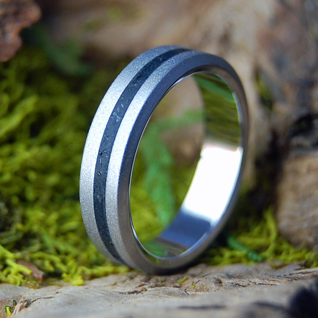 VOLCANIC BLAST | Men's Icelandic Lava & Inox Wedding Ring - Minter and Richter Designs