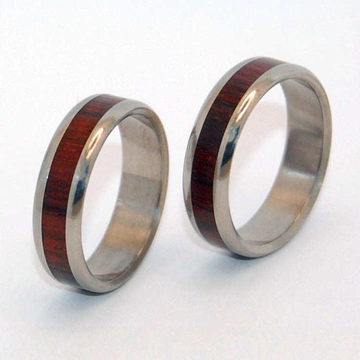Warmth | Cocobolo Wood & Titanium - Unique Wedding Ring - Titanium Wedding Ring Sets - Minter and Richter Designs