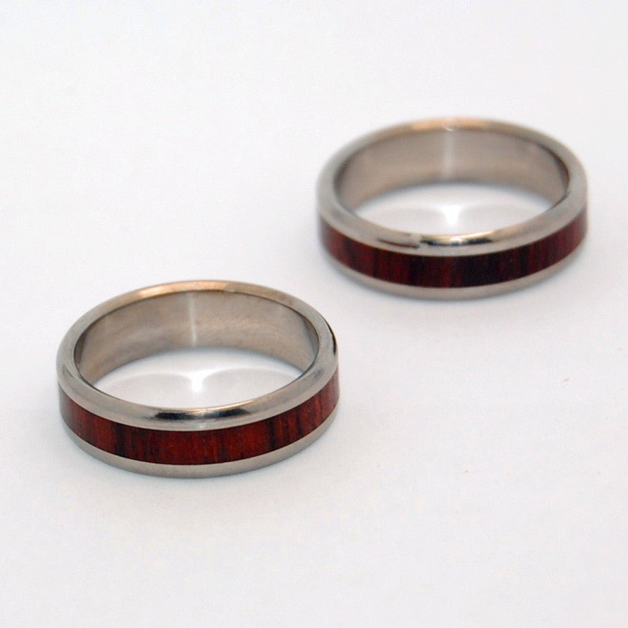 Warmth | Cocobolo Wood & Titanium - Unique Wedding Ring - Titanium Wedding Ring Sets - Minter and Richter Designs