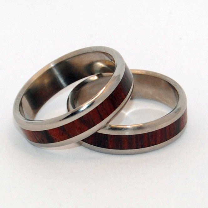 Warmth | Cocobolo Wood & Titanium - Unique Wedding Ring - Titanium Wedding Ring Sets - Minter and Richter Designs